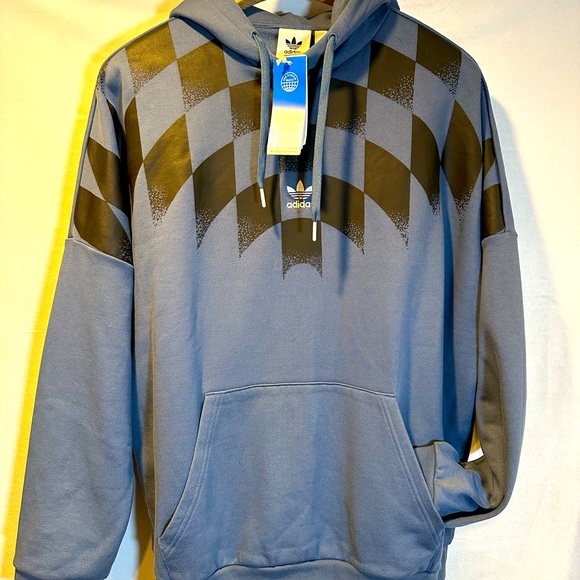 NWT! Adidas Mens Rekive Graphic Hoodie Size M (HK7356) Blue - Picture 3 of 14